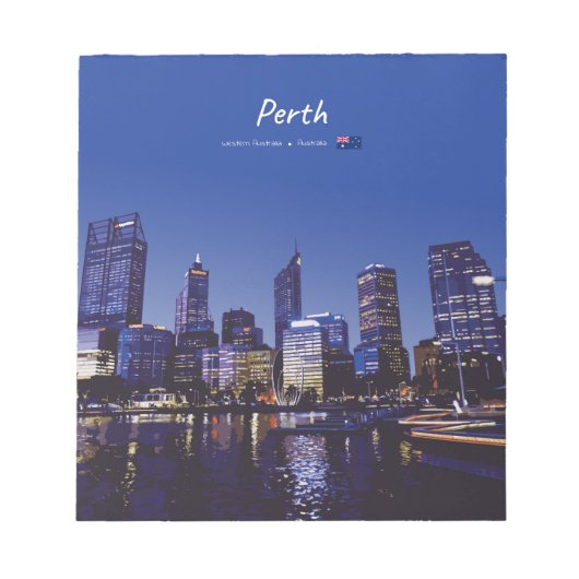 Perth, Australië - Stadsprofiel 's Nachts Notitieblok (Voorkant)