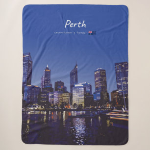 Perth, Australië - Stadsprofiel 's Nachts Sherpa Deken