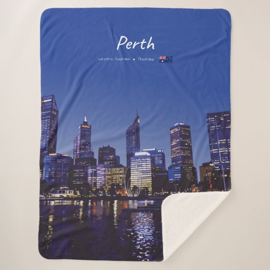 Perth, Australië - Stadsprofiel 's Nachts Sherpa Deken (Voorkant)