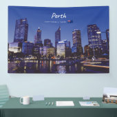 Perth, Australië - Stadsprofiel 's Nachts Spandoek (Beurs)