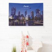 Perth, Australië - Stadsprofiel 's Nachts Spandoek (Insitu)