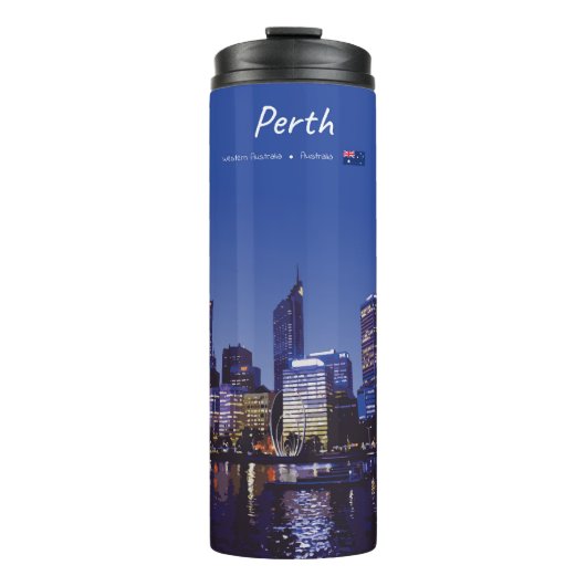Perth, Australië - Stadsprofiel 's Nachts Thermosbeker (Voorkant)