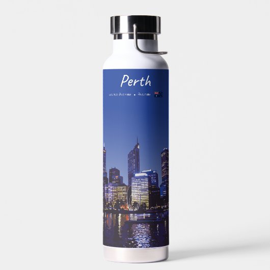 Perth, Australië - Stadsprofiel 's Nachts Waterfles (Links)