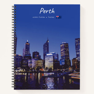 Perth, Australië - Stedelijk Silhouet Nachtspiraal Notitieboek
