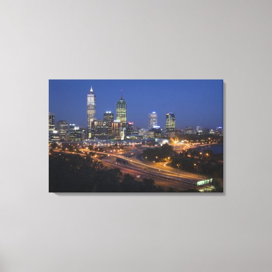Perth, Australië. Uitzicht op het centrum van Pert Canvas Afdruk (Voorkant)