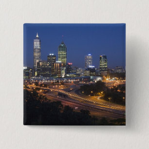 Perth, Australië. Uitzicht op het centrum van Pert Vierkante Button 5,1 Cm