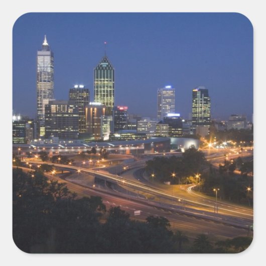 Perth, Australië. Uitzicht op het centrum van Pert Vierkante Sticker (Voorkant)