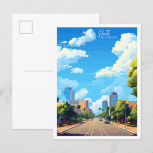 Perth Australië vintage reisillustratie Briefkaart