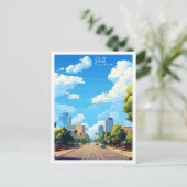 Perth Australië vintage reisillustratie Briefkaart (Staand voorkant)