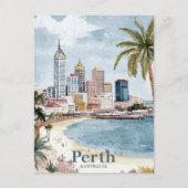 Perth Australië Waterverf Schilderij Reizen Briefkaart (Voorkant)