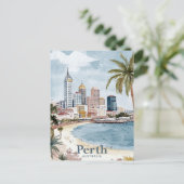 Perth Australië Waterverf Schilderij Reizen Briefkaart (Staand voorkant)
