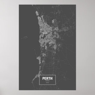 Perth, Australië (zwart wit) Poster