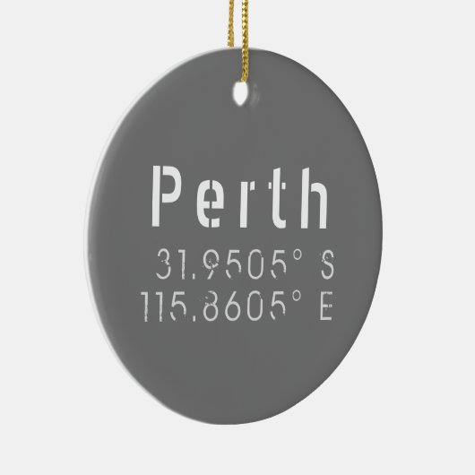 Perth breedtegraad lengtegraad keramisch ornament (Rechts)