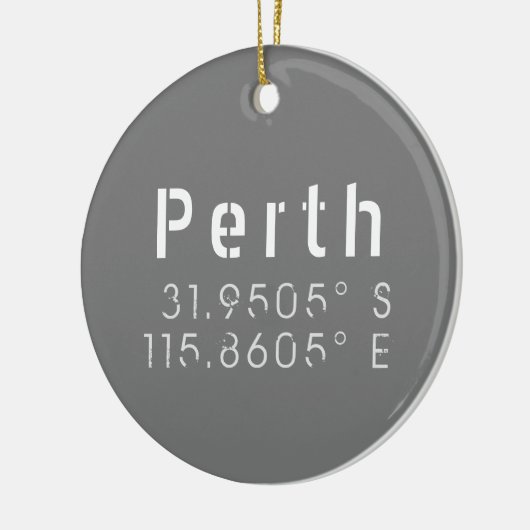 Perth breedtegraad lengtegraad keramisch ornament (Links)
