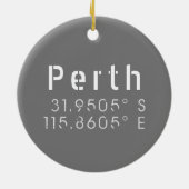 Perth breedtegraad lengtegraad keramisch ornament (Achterkant)