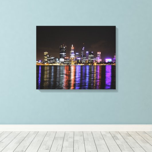 Perth CBD bij nacht Canvas Afdruk (Insitu (Houten vloer))