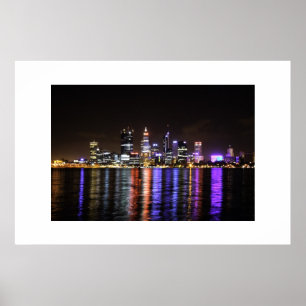 Perth CBD bij nacht Poster