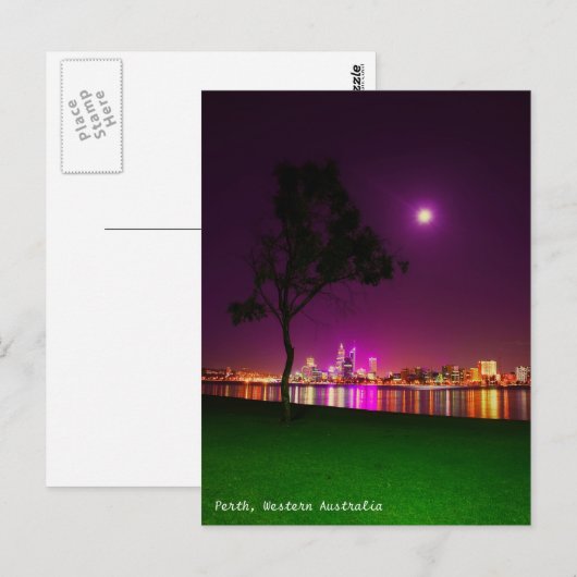Perth City Lichten uit South Perth Foreshore Briefkaart (Voorkant / Achterkant)