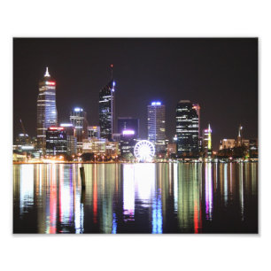 Perth City, Night Skyline, Austraila 10 x 8- Afdru Foto Afdruk