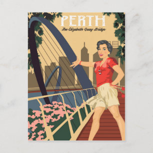 Perth, de Elizabeth Quay-brug, Australië Briefkaart