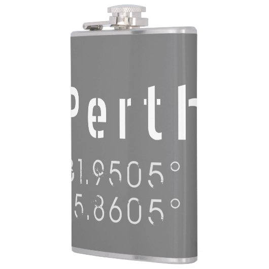 Perth Latitude en Lengtegraad Heupfles (Links)