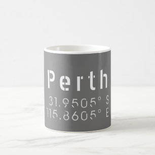 Perth Latitude en Lengtegraad Koffiemok
