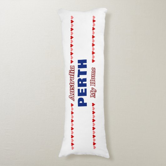 PERTH - My Home - Australië; Rode en roze harten Lichaamskussen (Voorkant Verticaal)