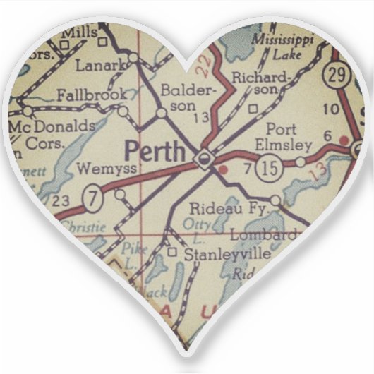 Perth Ontario kaart Sticker (Voorkant)