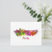 Perth skyline in waterverf briefkaart (Staand voorkant)
