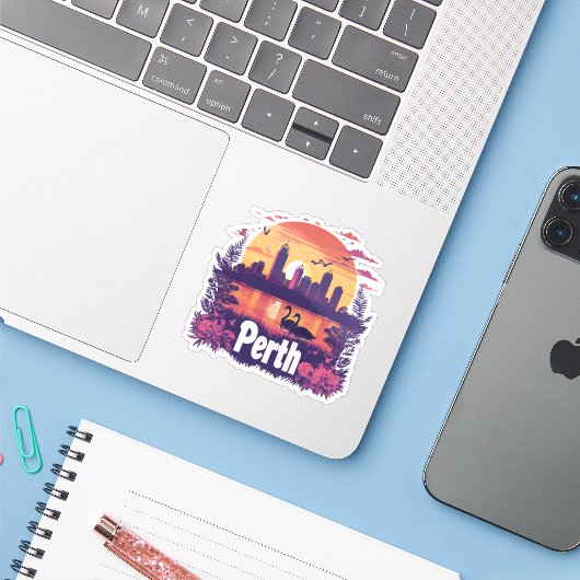 Perth Sticker (Laptop met iPhone)