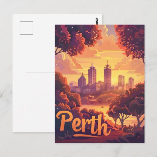 Perth Twilight: Zonsondergang symfonie over de Swa Briefkaart (Voorkant / Achterkant)