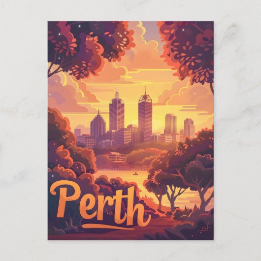 Perth Twilight: Zonsondergang symfonie over de Swa Briefkaart (Voorkant)