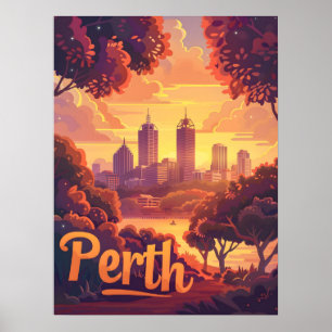 Perth Twilight: Zonsondergang symfonie over de Swa Poster