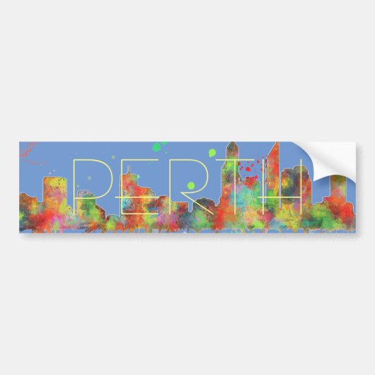 PERTH, WA SKYLINE BUMPERSTICKER (Voorkant)