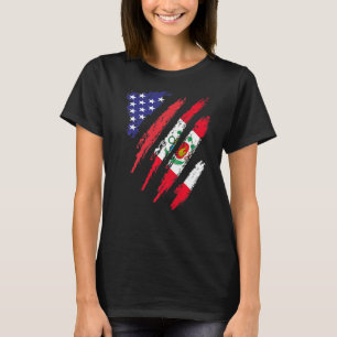 Peru American Grown Flag USA Patriot Heritage Mont T-shirt
