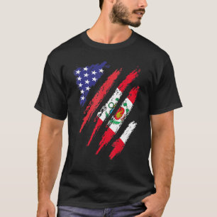 Peru American Grown Flag USA Patriot Heritage Mont T-shirt