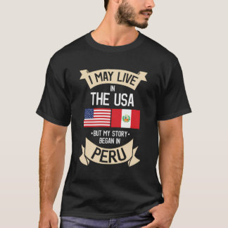 Peru Amerikaanse vlag VS Peruaanse wortels T-shirt