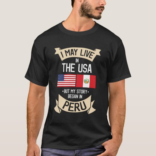 Peru Amerikaanse vlag VS Peruaanse wortels T-shirt (Voorkant)