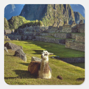 Peru, Andes, Andesgebergte, Machu Picchu Vierkante Sticker