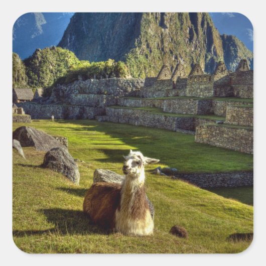 Peru, Andes, Andesgebergte, Machu Picchu Vierkante Sticker (Voorkant)