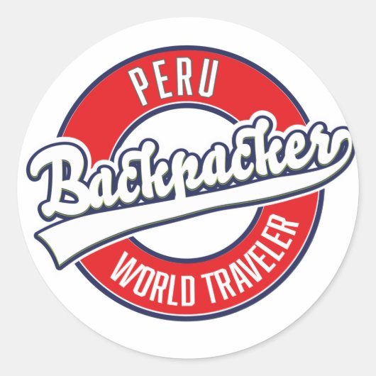 Peru backpacker wereldreiziger logo. ronde sticker (Voorkant)