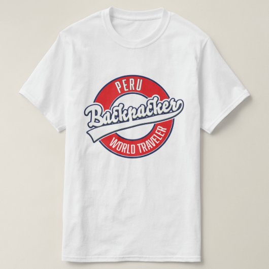 Peru backpacker wereldreiziger logo. t-shirt (Design voorkant)