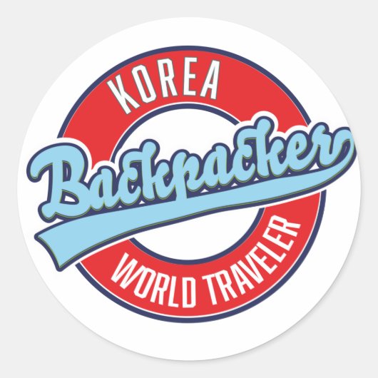 Peru backpacker world traveler logo. klassiek rond ronde sticker (Voorkant)
