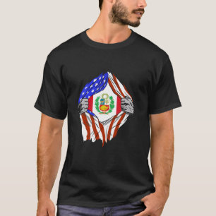 Peru Borst USA Peruviaanse Vlag Peruviaanse Trots T-shirt