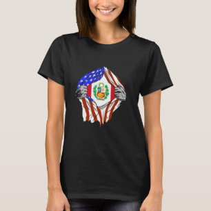 Peru Borst USA Peruviaanse Vlag Peruviaanse Trots T-shirt