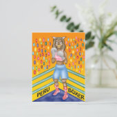 Peru boxer, alfanacaoontwerp briefkaart (Staand voorkant)