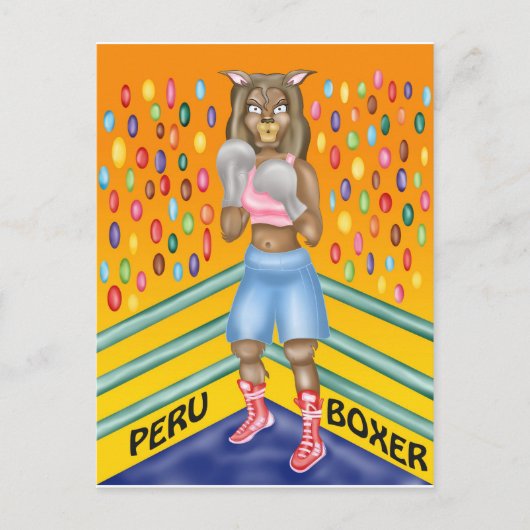 Peru boxer, alfanacaoontwerp briefkaart (Voorkant)
