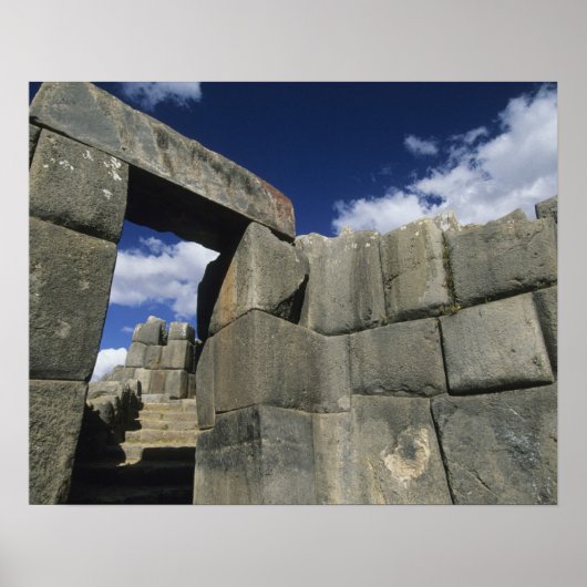 Peru, Cuzco, Sacsayhuaman fort, goed voorbeeld Poster (Voorkant)