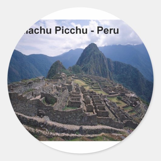 Peru De ruïnes van Machu Picchu (St.K.) Ronde Sticker (Voorkant)
