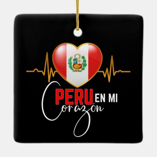 Peru en mi Corazon Peruvian Pride Keramisch Ornament (Achterkant)